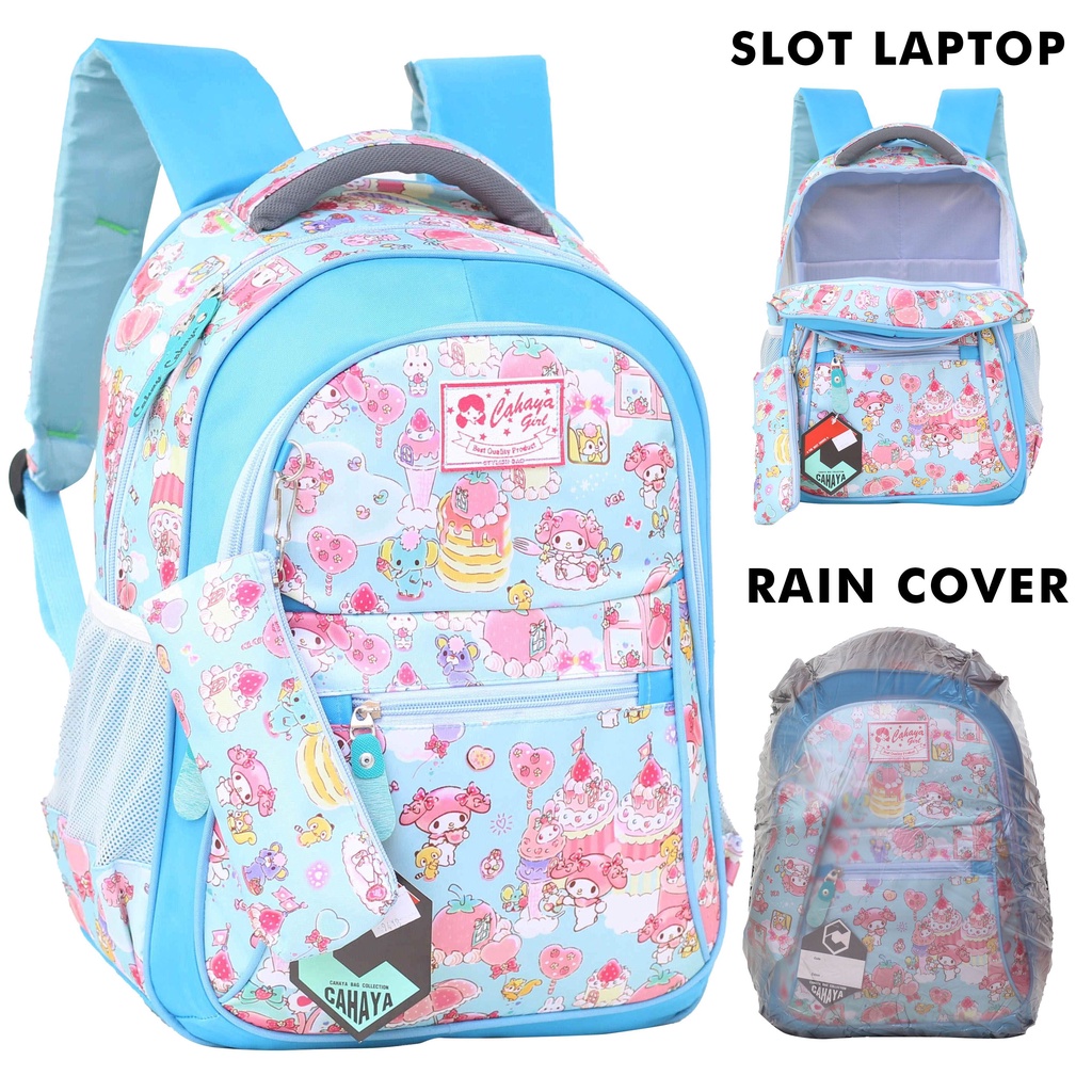 Tas Ransel Permpuan SD Bonus Tempat Pensil Jas Hujan Tas Tas Anak Perempuan My Melody Princess Unicon Cute BONUS Raioncover Jas Hujan Cute TK SD Ransel Gendong Cewek Cantik Gambar Kartun Lucu Imut Keren Murah Awet