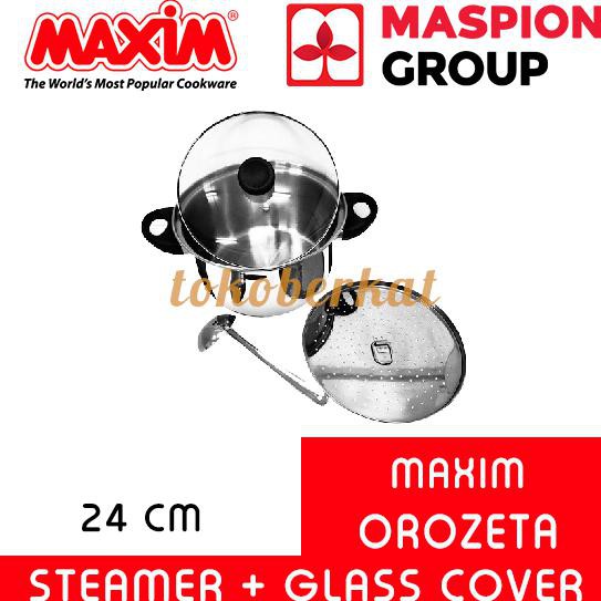 Maxim Orozeta Panci Steamer/ Panci Kukus 24 cm + SARANGAN + SENDOK SUP