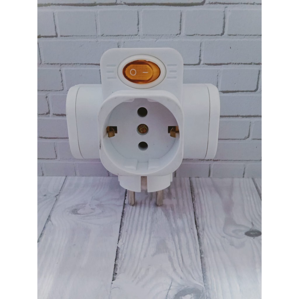 STOP KONTAK MULTI + SWITCH KUNINGAN - BRIGHT-G