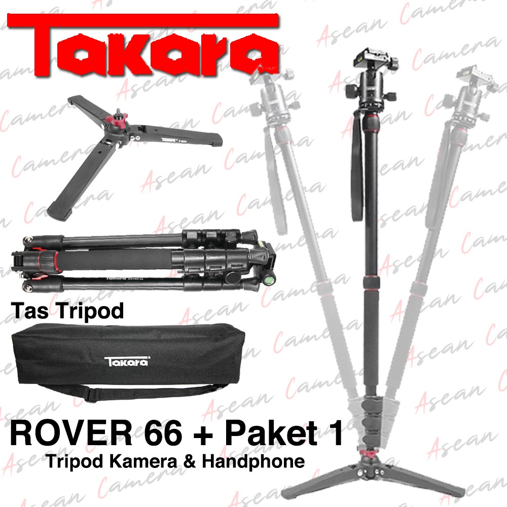 Tripod Takara Rover 66 paket 1 T-054 Travel Monopod Kamera DSLR Mirrorless Handycam