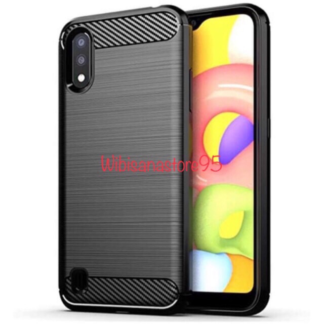 WS95 Case Sarung Hp Samsung Galaxy A01 2020 Casing Cover Black Carbon Premium Softcase Matte - A 01