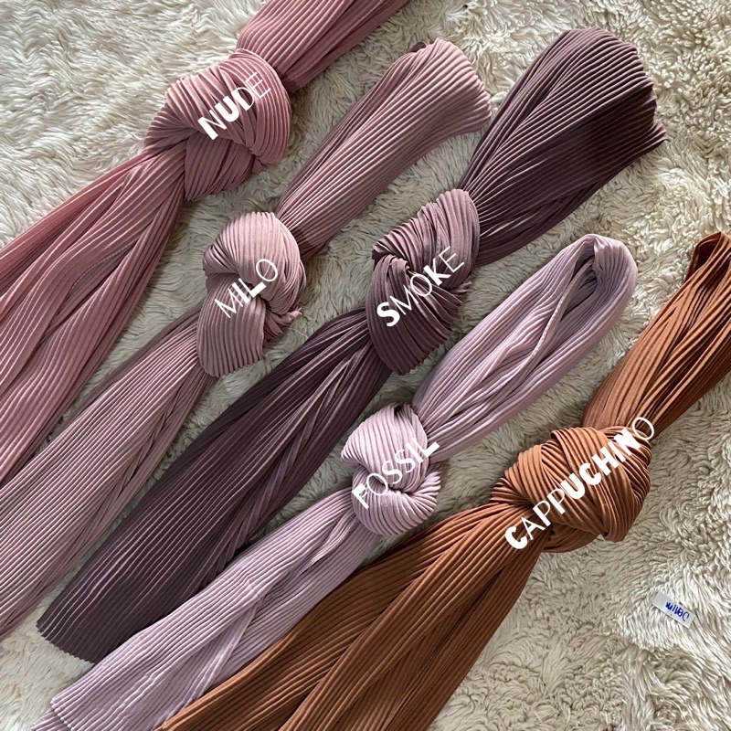 Pashmina plisket lidi premium tanpa garis tengah free pouch
