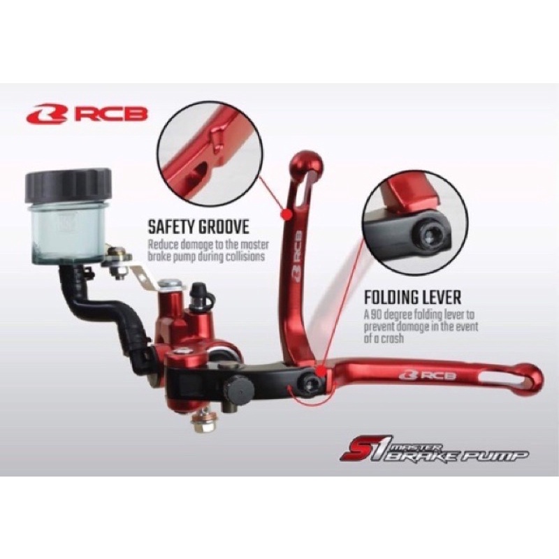 (RCB) Master Rem S1 Radial 14mm Tabung Smoke + Handle Kopling RCB S1 Universal Untuk Semua Motor