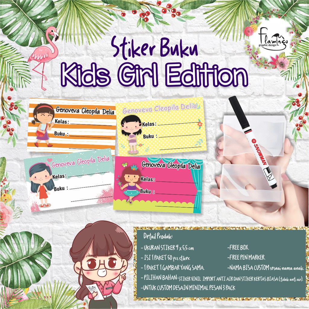 

STIKER BUKU KIDS GIRL EDITION FREE CUSTOM NAMA ANAK