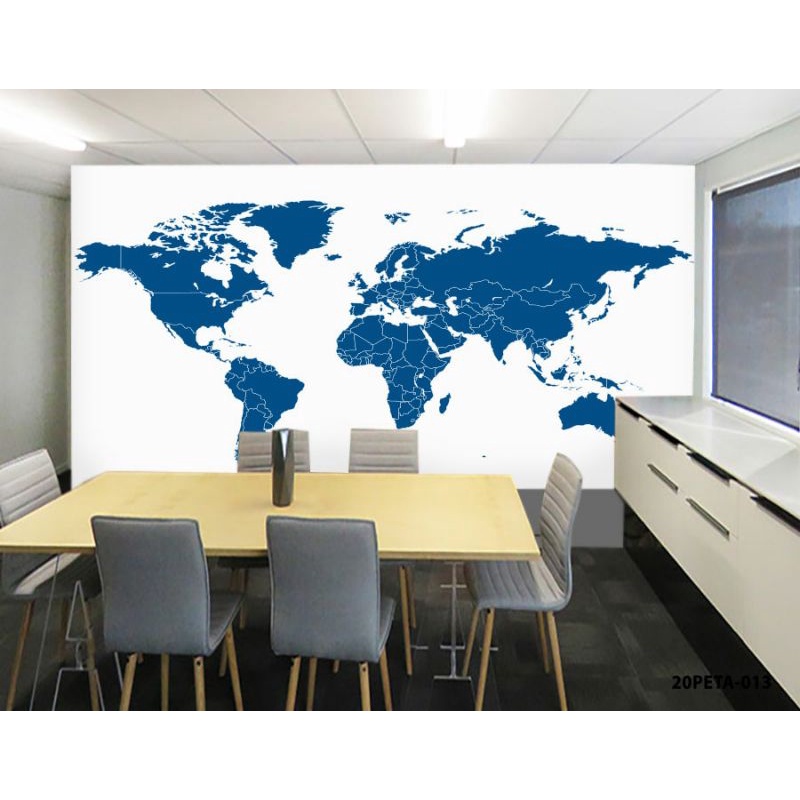 Wallpaper Dinding 3D Custom Peta Dunia (20-013)