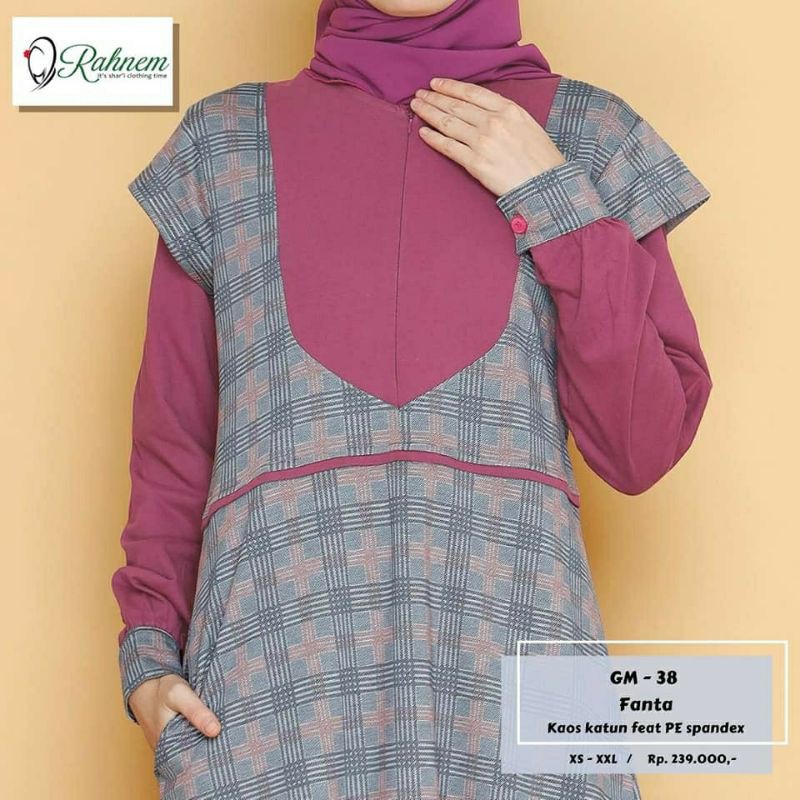 Gamis muslimah RAHNEM GM 38 FANTA &amp; OLIVE