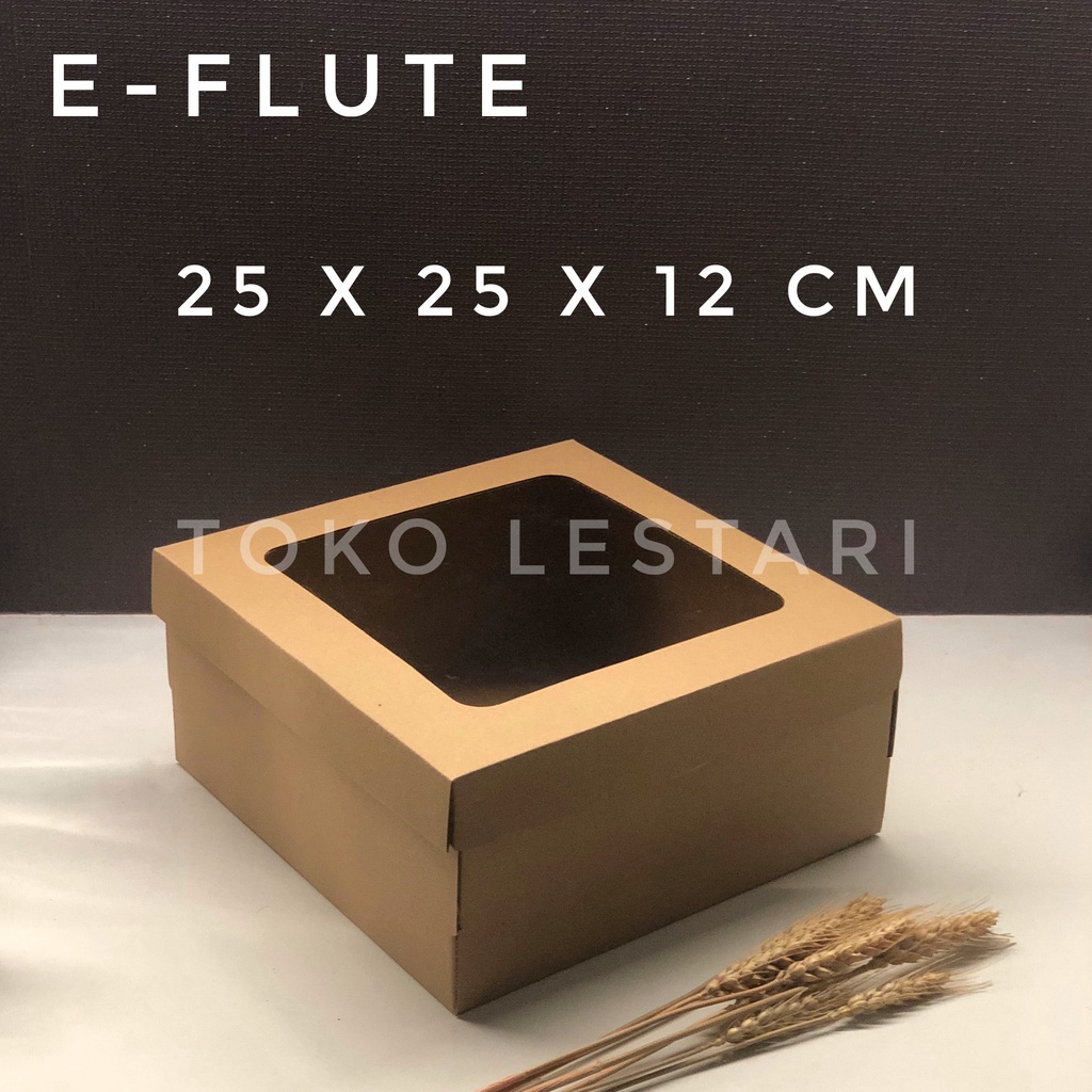 Box Kardus E-Flute Coklat Untuk Packaging Olshop Sovenir Baju Kotak Kado Hampers Cake 25x25x12 CM