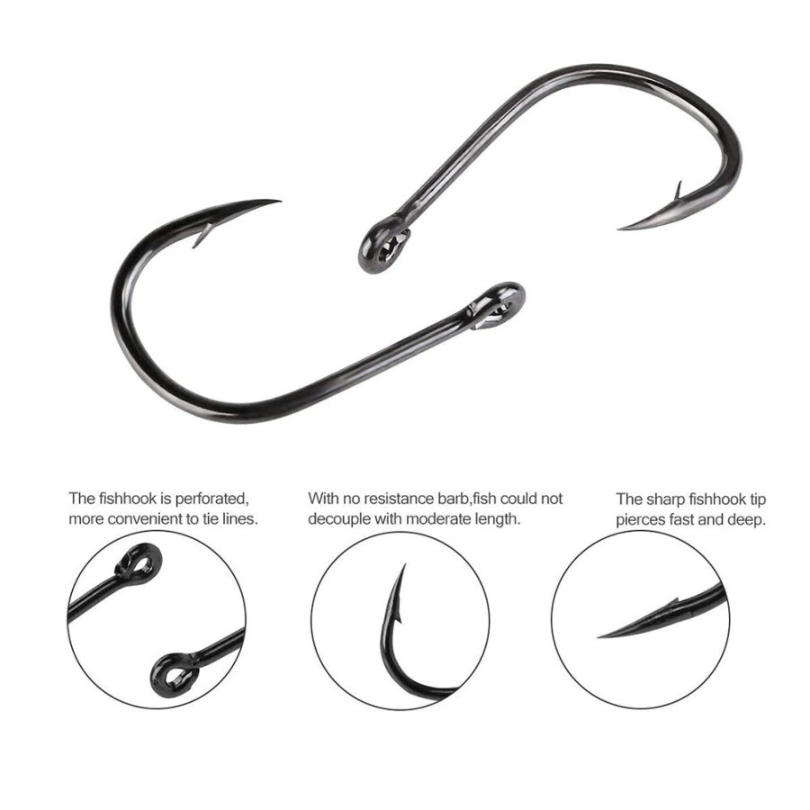 Kail Pancing Fishing Hook Barbed Carp Tackle - IZ2300 - Black