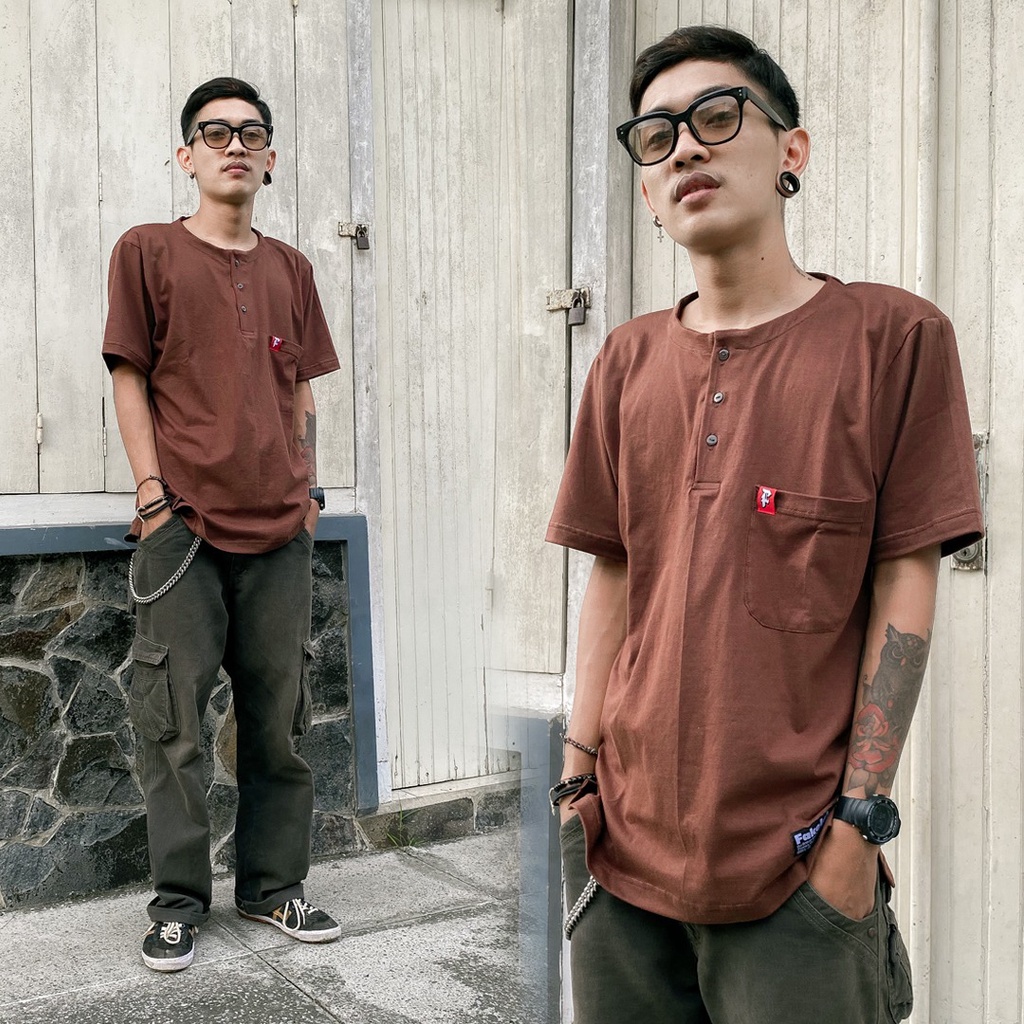Fakelab Tshirt Koko Semua Warna / Baju Muslim Kaos Kerah Sanghai / Hitam Hijau Biru Putih Coklat Khaki-5