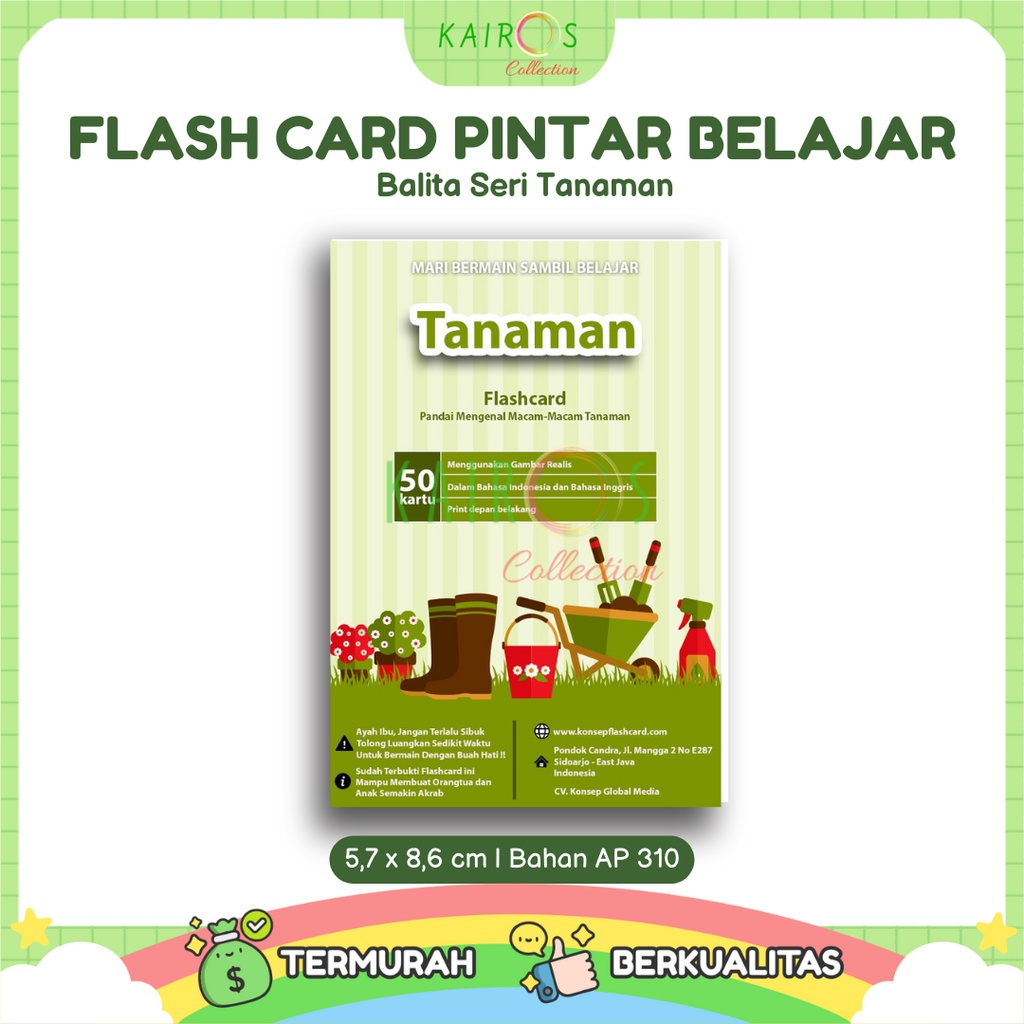 Flashcard Flash Card Kartu Pintar Belajar Balita Seri Tanaman