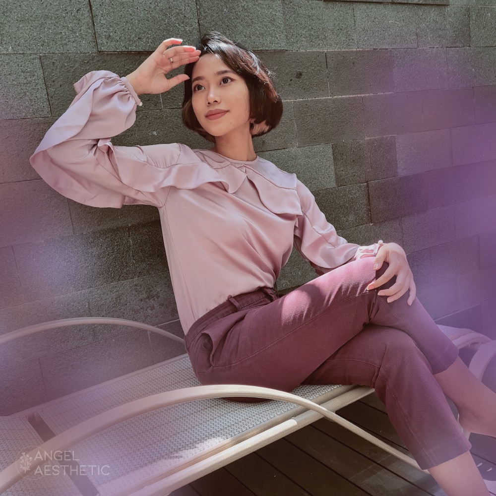 ORCHID Blouse - Dusty Lilac - Blus Satin Ungu Wanita