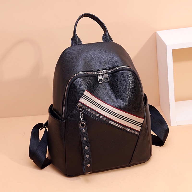 TAS RANSEL WANITA KULIT HITAM BACKPACK CEWEK ORMENI TA569B5 IMPORT GENDONG PUNGGUNG REMAJA SEKOLAH KULIAH KERJA PREMIUM BATAM KEKINIAN