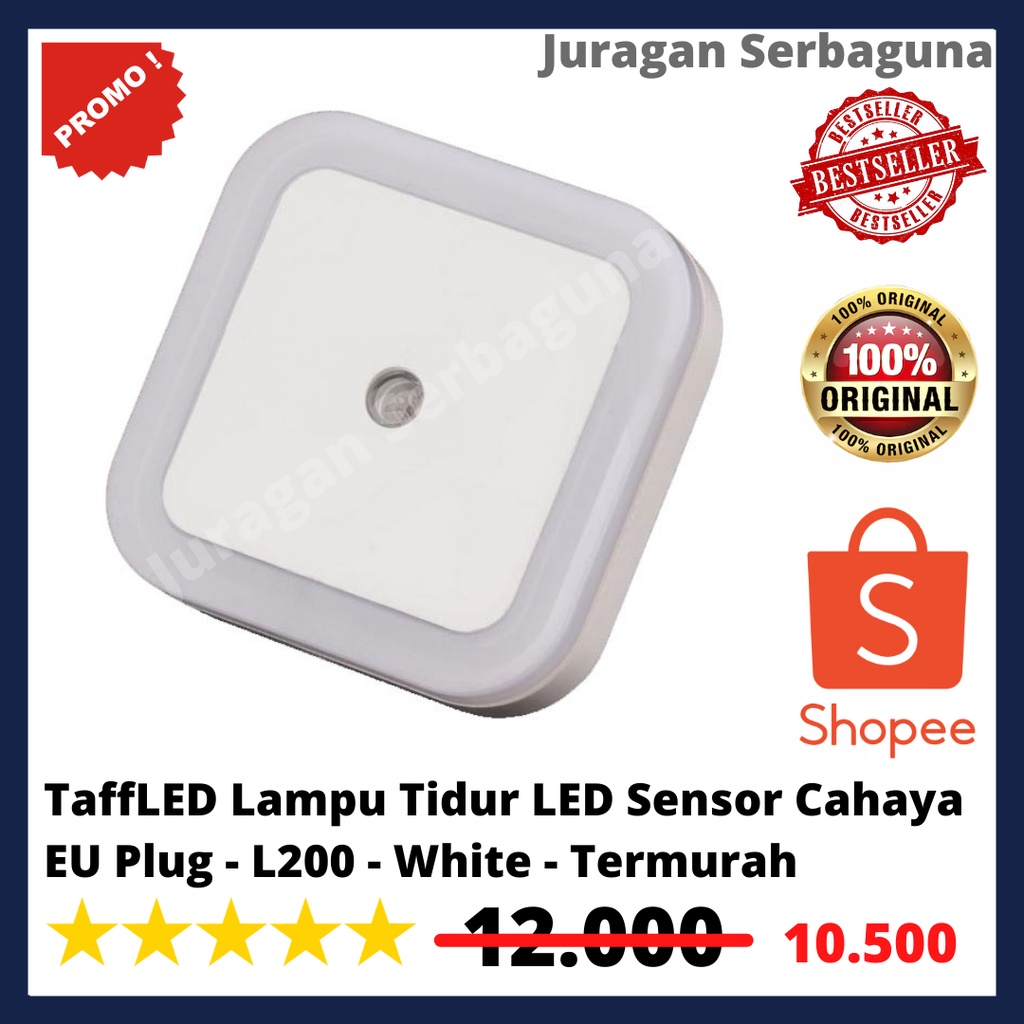 TaffLED Lampu Tidur LED Sensor Cahaya EU Plug - L200 - White - Termurah