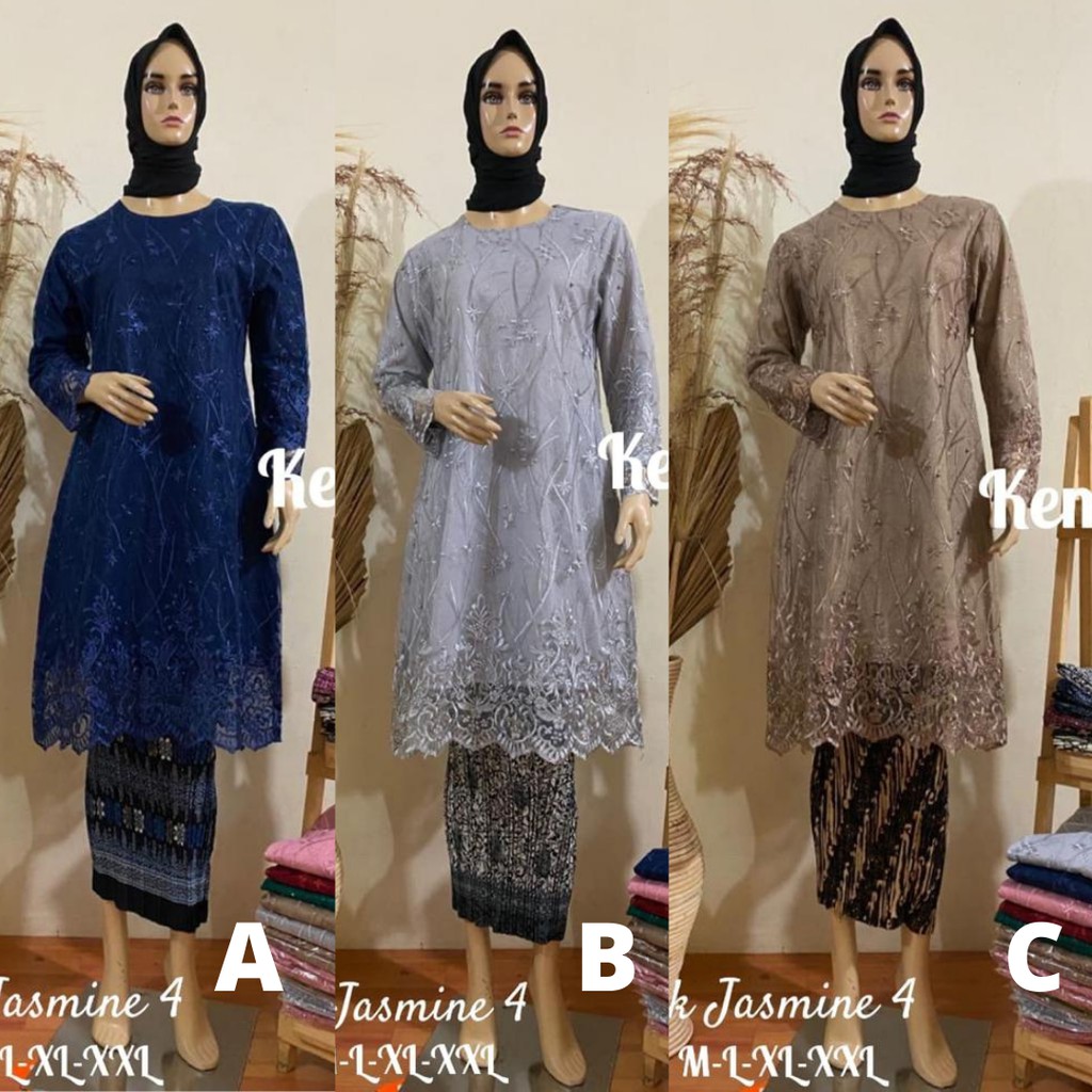 Setelan Kebaya Tunik Tule Bordir