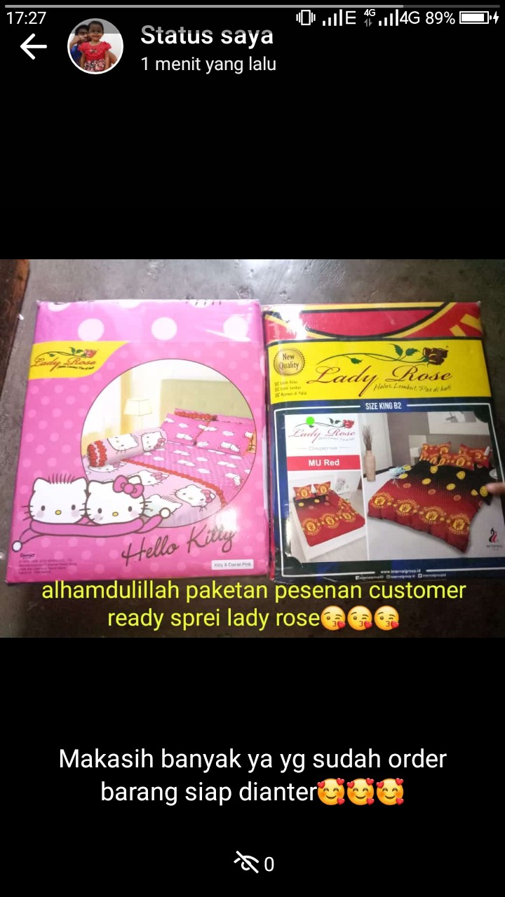 Sprei Lady Rose Uk. King (180x200)cm Dan Uk. Queen (160x200)cm Motif Character New