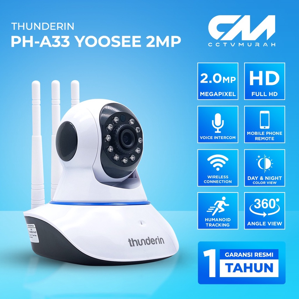 CAMERA CCTV WIFI WIRELESS THUNDERIN PH-A33 YOOSEE 1080P/2MP