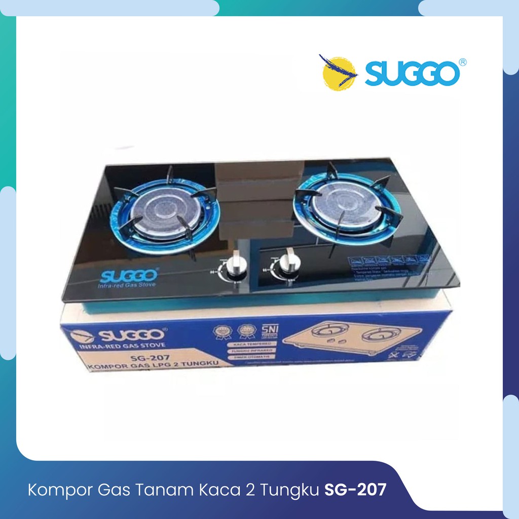 Kompor Gas Tanam Kaca 2 Tungku Infrared SUGGO SG-207