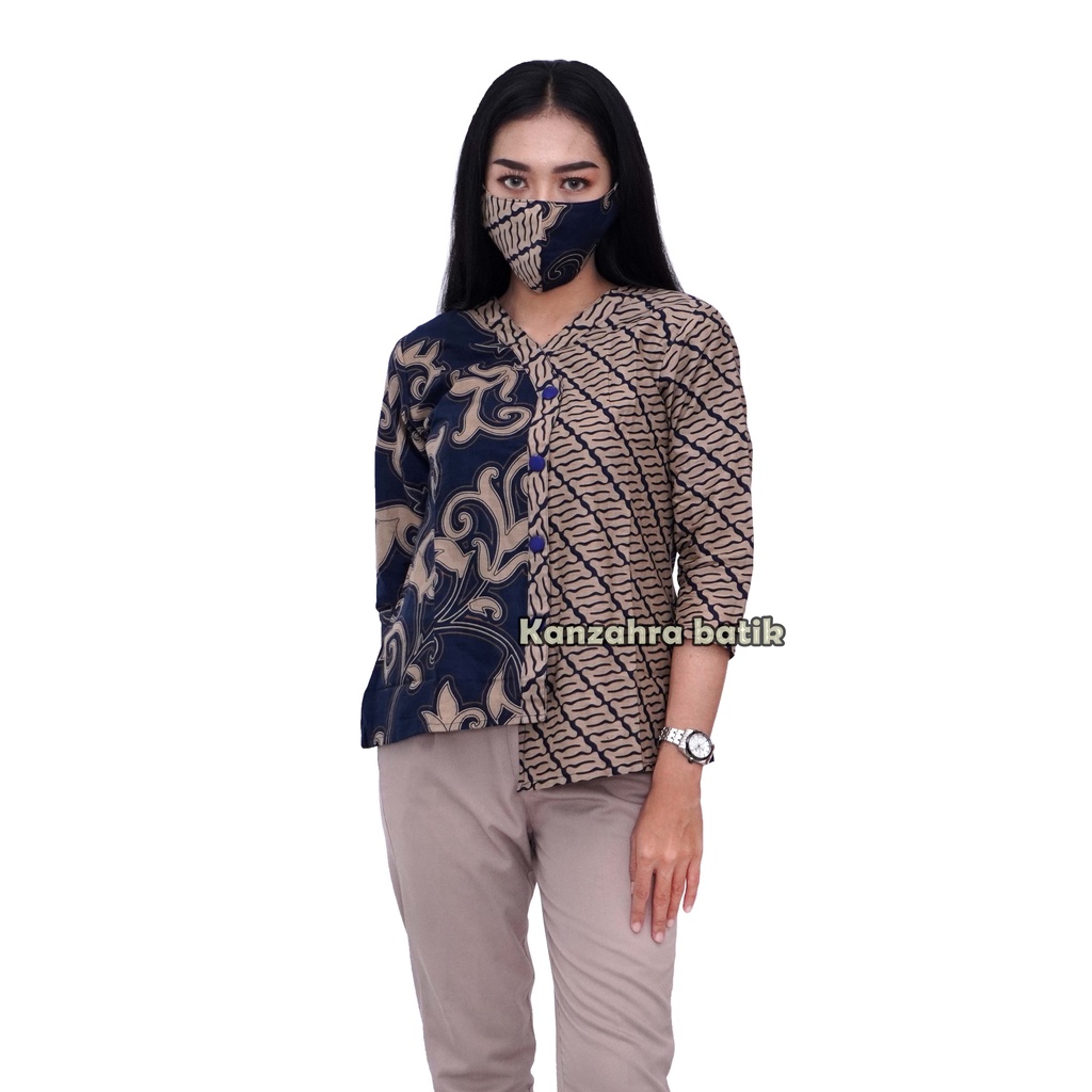 [COD] atasan batik wanita blouse modern couple pria size lengkap-LENGAN 7/8