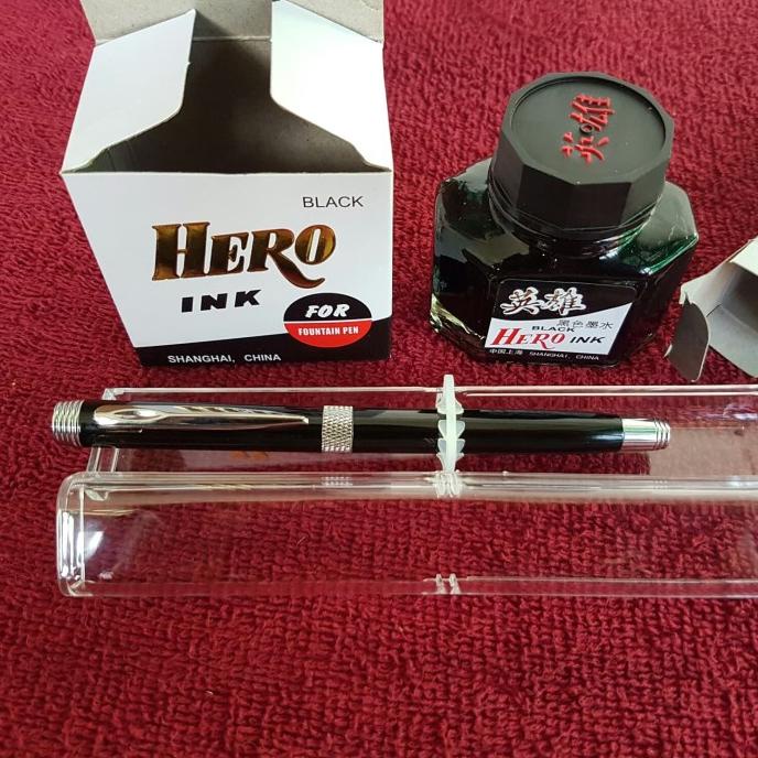 

[[COD]] Paket HEMAT..Fountain Pen Genius BLACK Nib M- dan Tinta Hero INK. DISKON Kode 729