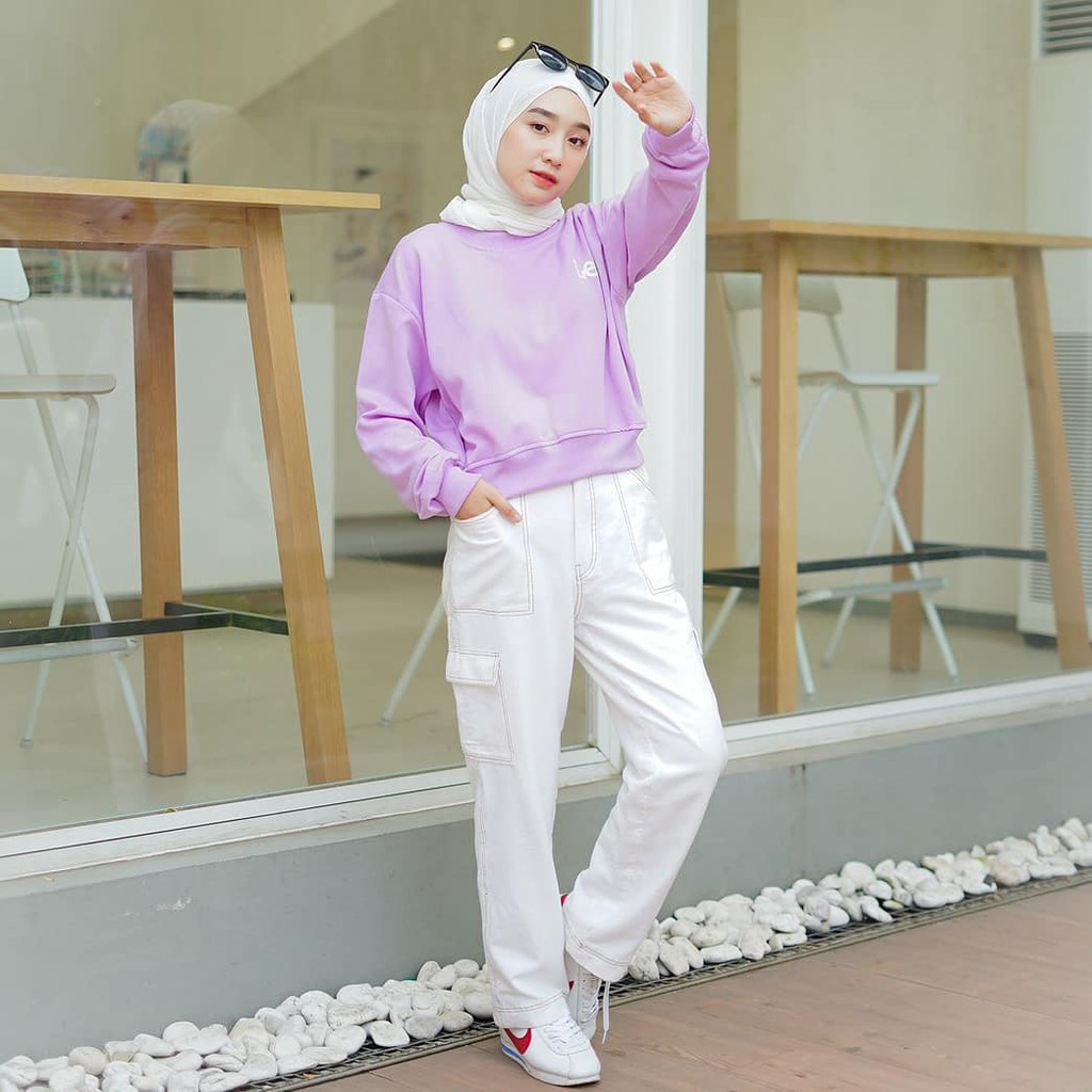 Sweater Hoodie Wanita Basic Lee Korean Style Bahan Flacee