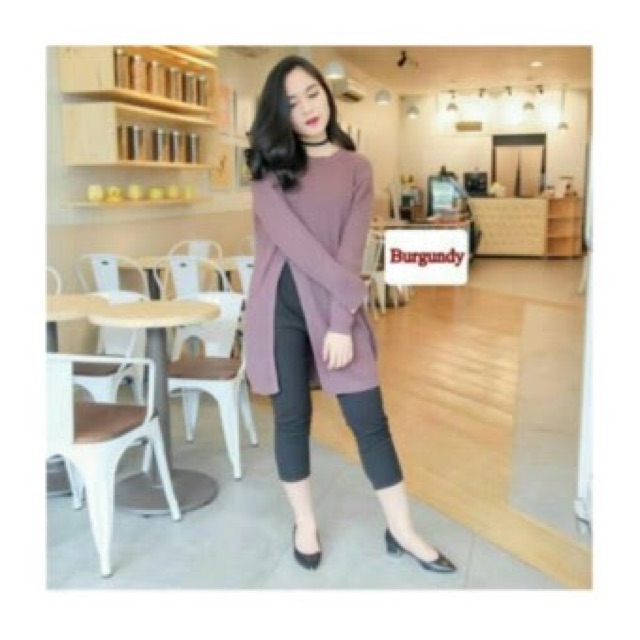 Sweater slit burgundy