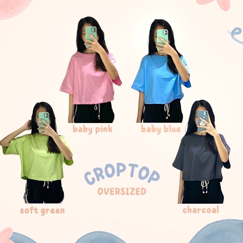 BLOOMANIA Kaos Polos CROP TOP OVERSIZED Cotton Combed 20s