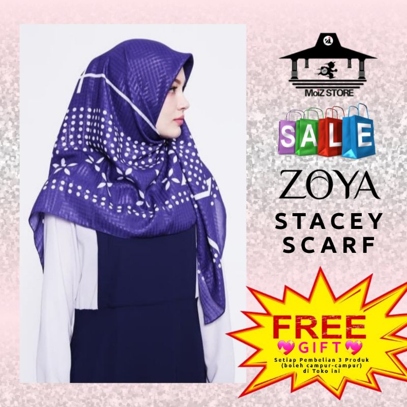 Zoya Kerudung Segi Empat Motif Stacey Scraf / Jilbab Segiempat / Hijab Scarf Segi 4 Ori Terbaru 2021