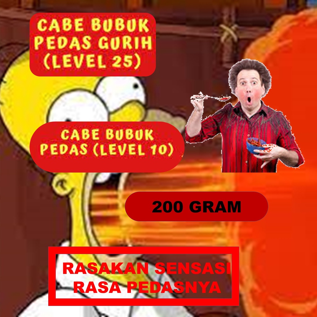 

Bumbu Tabur Cabe Pedas Gurih Level 25 Halal 200 Gram | Bubuk Tabur Cabe Pedas Level 10 Super Premium Berkwalitas | Bubuk Cabe Halus Super Extra Pedas Asin Gurih Rasa Daun Jeruk Aida Kasar Kering Tabur Murah Enak