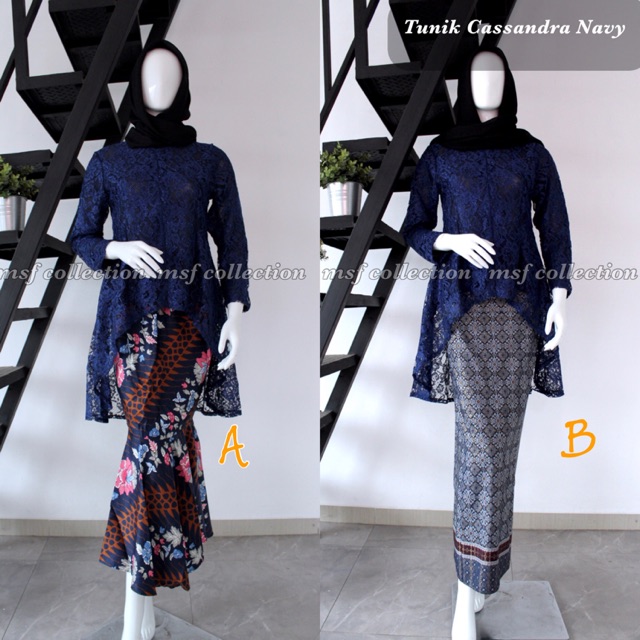 tunik cassandra navy/brukat/busui