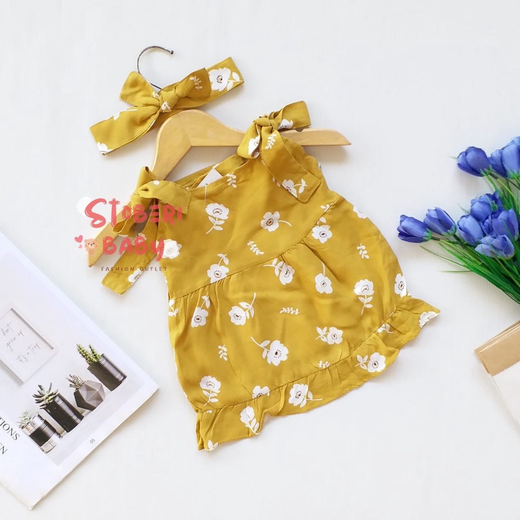 stoberi baby - BBB DRESS MAUREEN dress anak perempuan bayi motif bunga lucu free headband