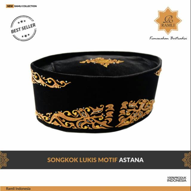 Songkok kopyah Peci Hitam Motif ASTANA