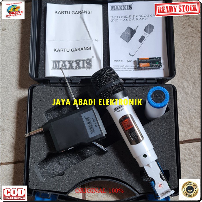 G538  MIC MAXXIS UHF WIRELESS MIKROPHONE KARAOKE PROFESIONAL WIRELESS SINGLE KOPER HANDLE PEGANG DIGITAL PRO VOKAL SUARA AUDIO SISTEM PANGGUNG DJ STUDIO SOUND SYSTEM PAKE KOPER SUARA SANGAT JERNIH DAN COCOK UNTUK DIGUNAKAN DISEGALA ACARA PAKAI BATERAI