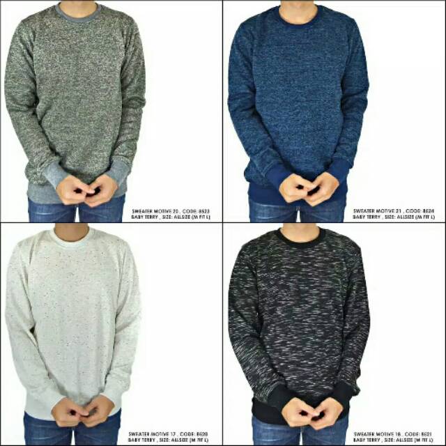 Sweater Pria Lengan Panjang Polos Dust