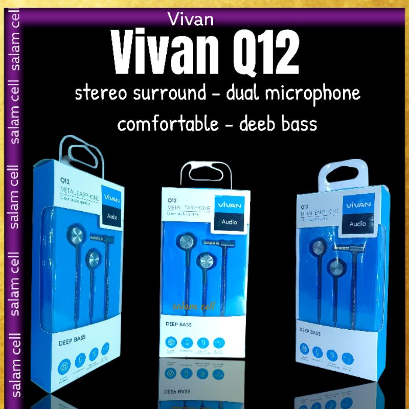 Headset Earphone Vivan Q12 Deep Bass Mega Bass Garansi 1 Tahun