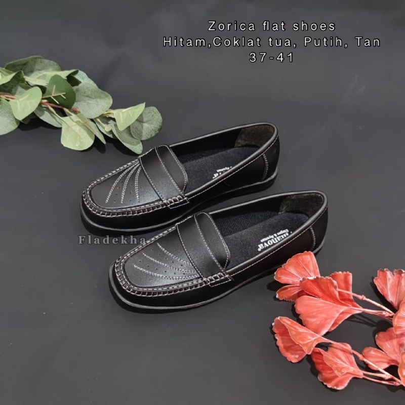 SEPATU LOAFER WANITA/SEPATU FLAT CEWEK/SEPATU FORMAL HITAM ZORICA 1422