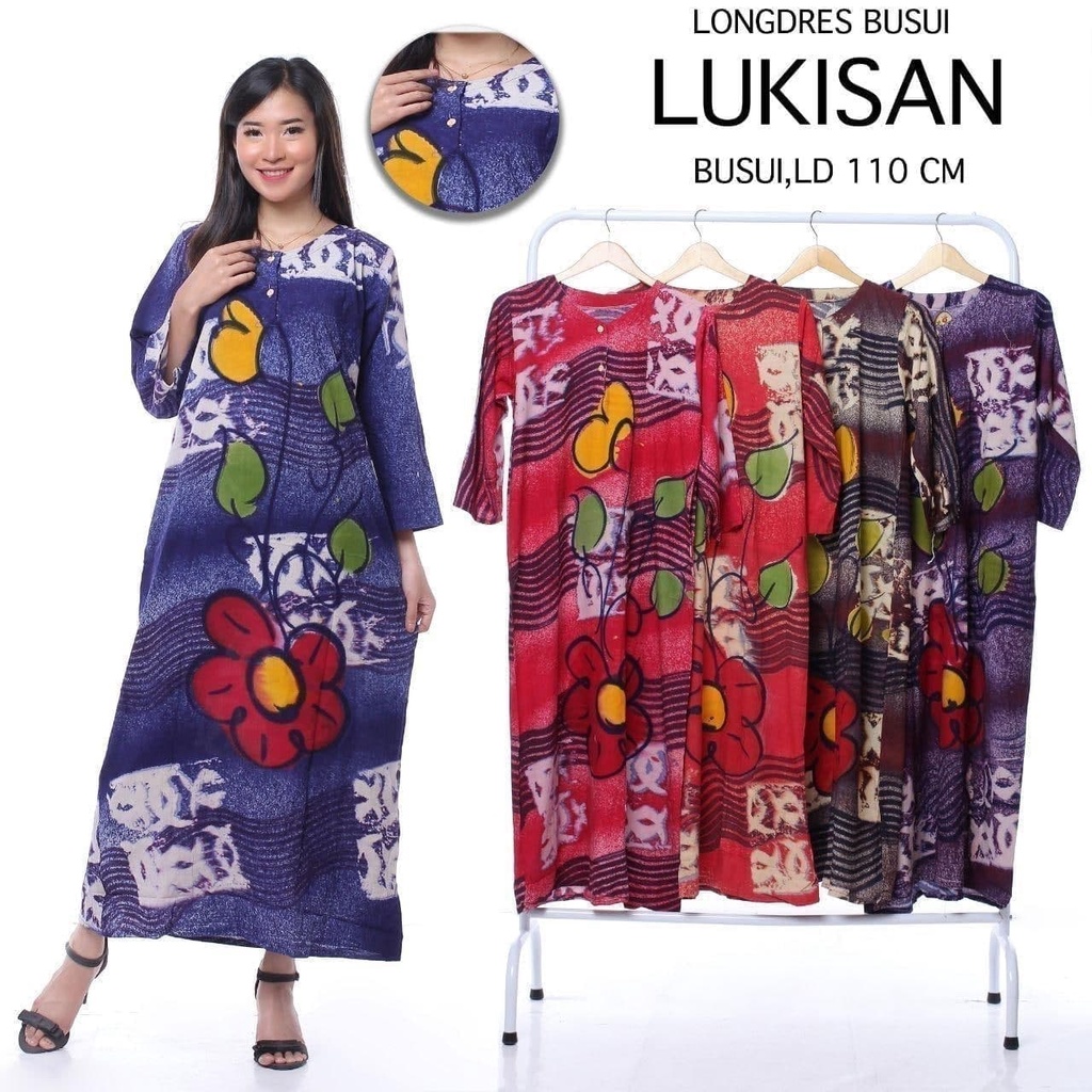 LONGDRRESS Daster lengan panjang gradasi | BATIK SULMIT | busui rayon adem