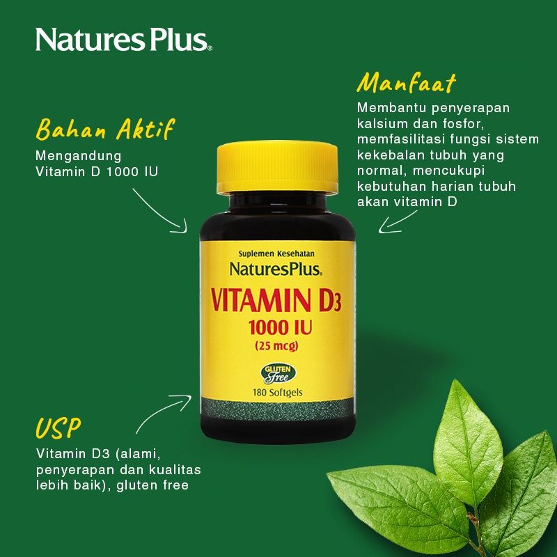 NATURES PLUS VITAMIN D3 400 IU 1000 IU 90 180 softgels