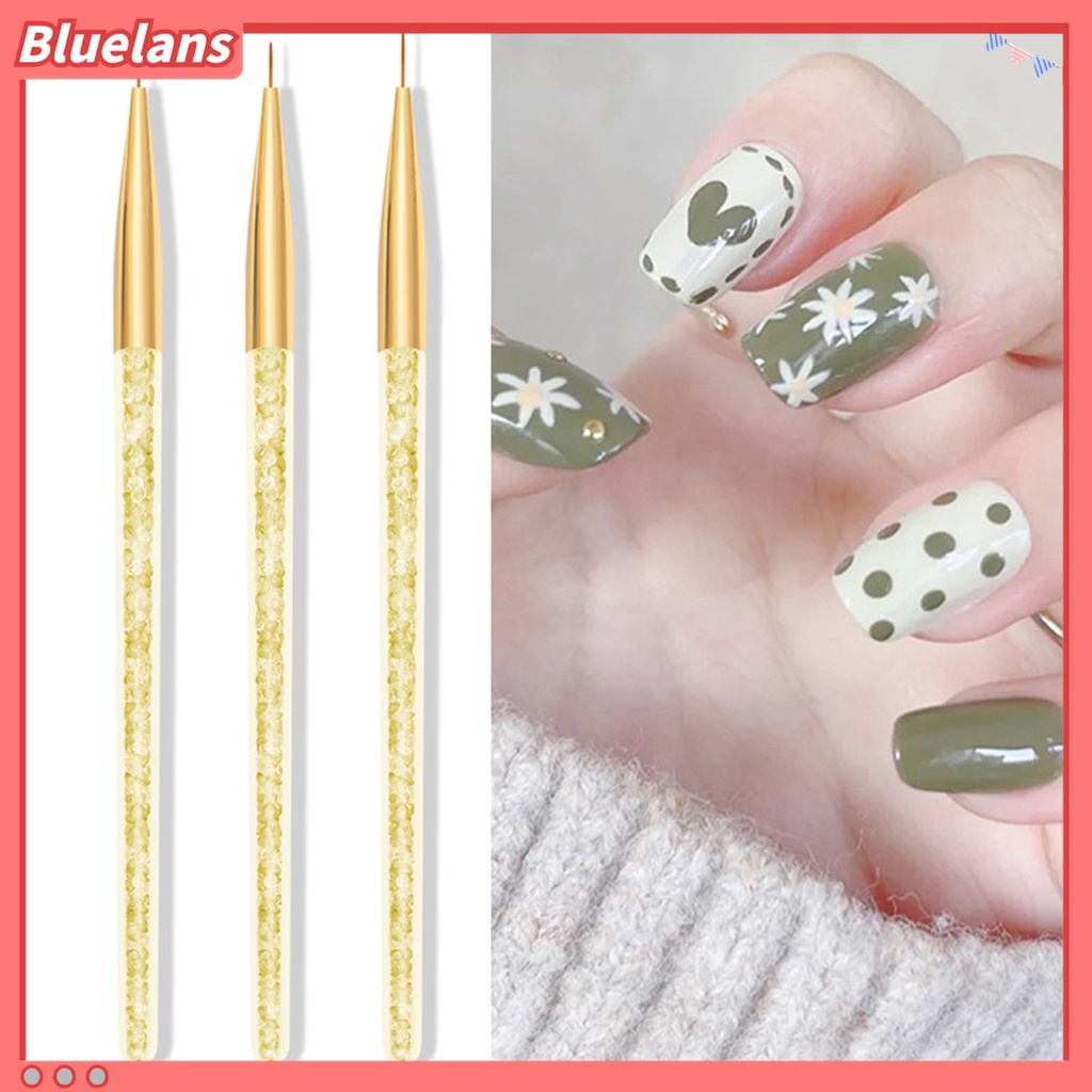 (In Stock) Kacamata Hitam Lensa Warna Warni ♡3 Pcs Pen Liner Bahan Nilon Wol Untuk Menggambar Nail Art