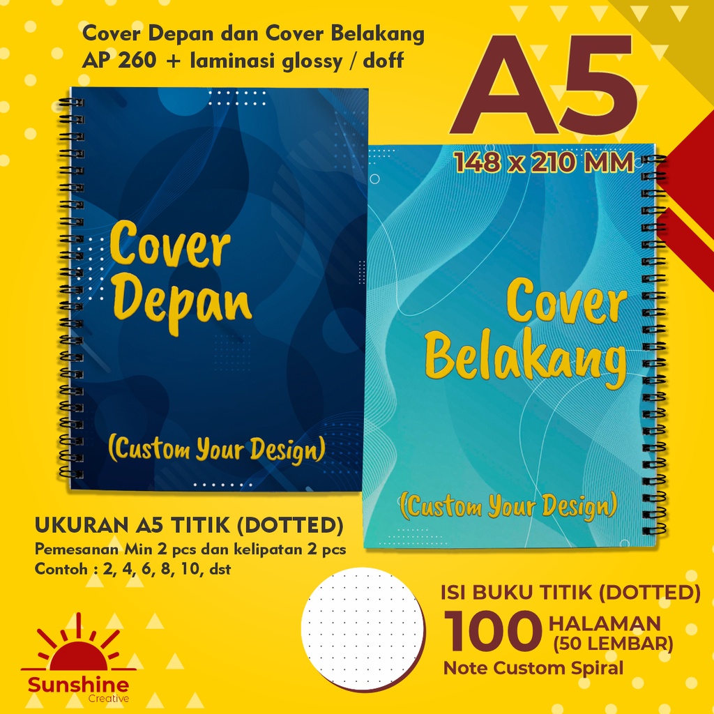 

Notes A5 Spiral ISI DOTTED isi titik titik - 100 Halaman (50lembar) HVS / Catatan / Blocknote Custom