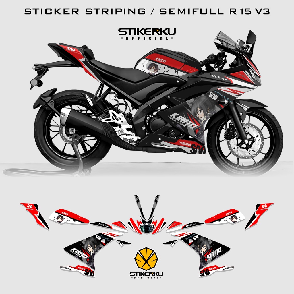 STICKER STRIPING / YAMAHA R15V3 / SEMIFULL / STOCK / DECALS  / R15 / V3 / STIKER / ANIME / 14 / KIRI