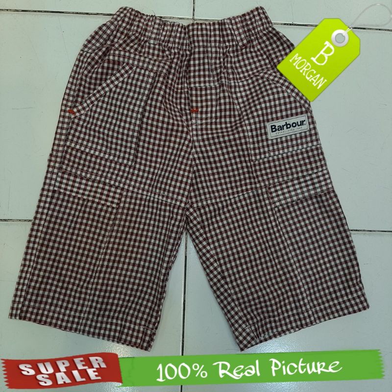 Celana Pendek Anak Cargo Barbour Motif Kotak Merah