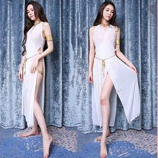 Greek Goddess Dewi Yunani Cleopatra Dress Panjang Set Kostum Lingerie Sexy