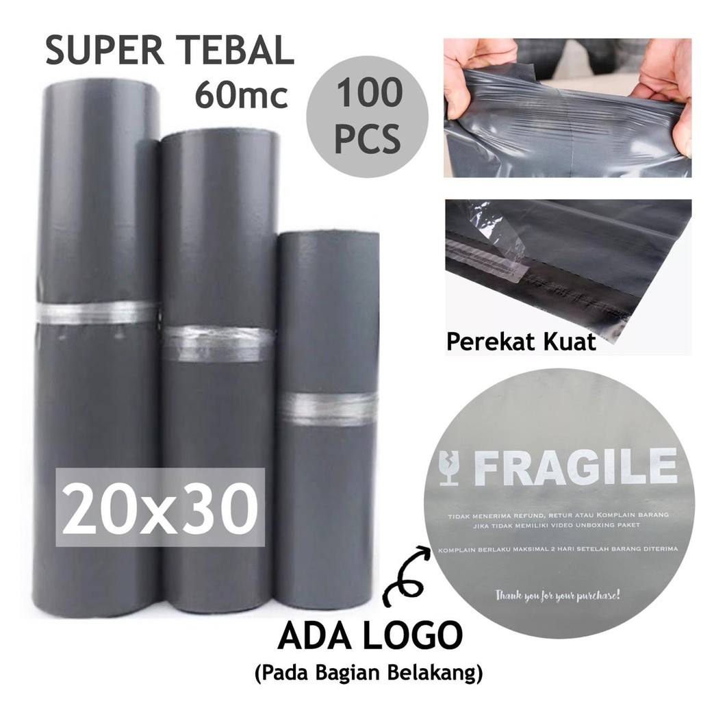 

Polymailer (20x30) Plastik Packing Online Shop Printing Fragile - Tebal 60mc