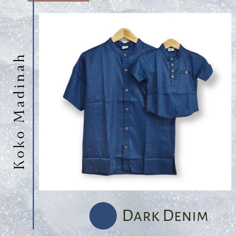 [KODE PRODUK AG8QO5170] (BABY BLUE, DARK DENIM) BAJU KOKO COUPLE ANAK, DEWASA & AYAH