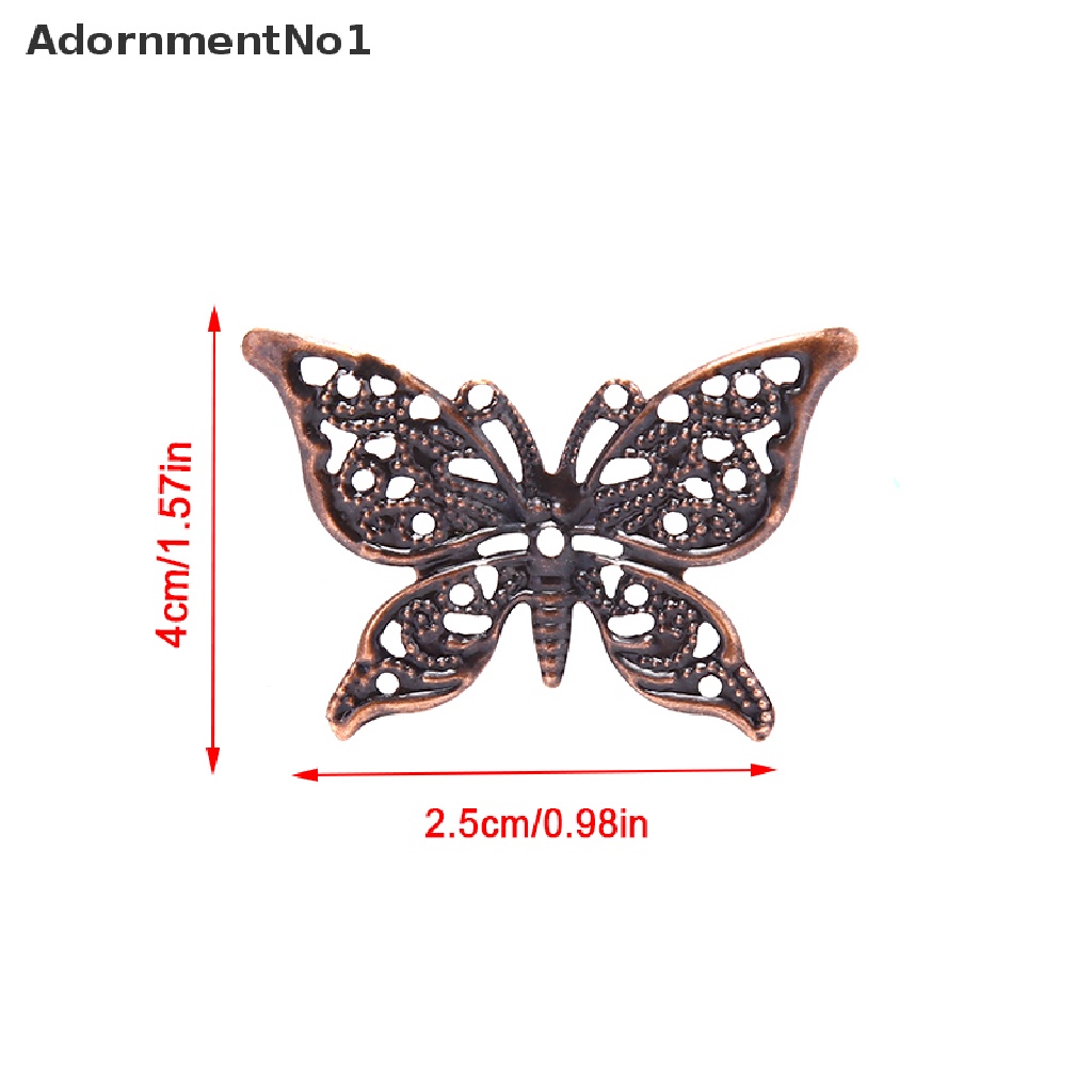 (AdornmentNo1) 50pcs / Set Konektor Butterfly Filigree Bahan Metal Gaya Vintage Untuk Membuat Perhiasan DIY