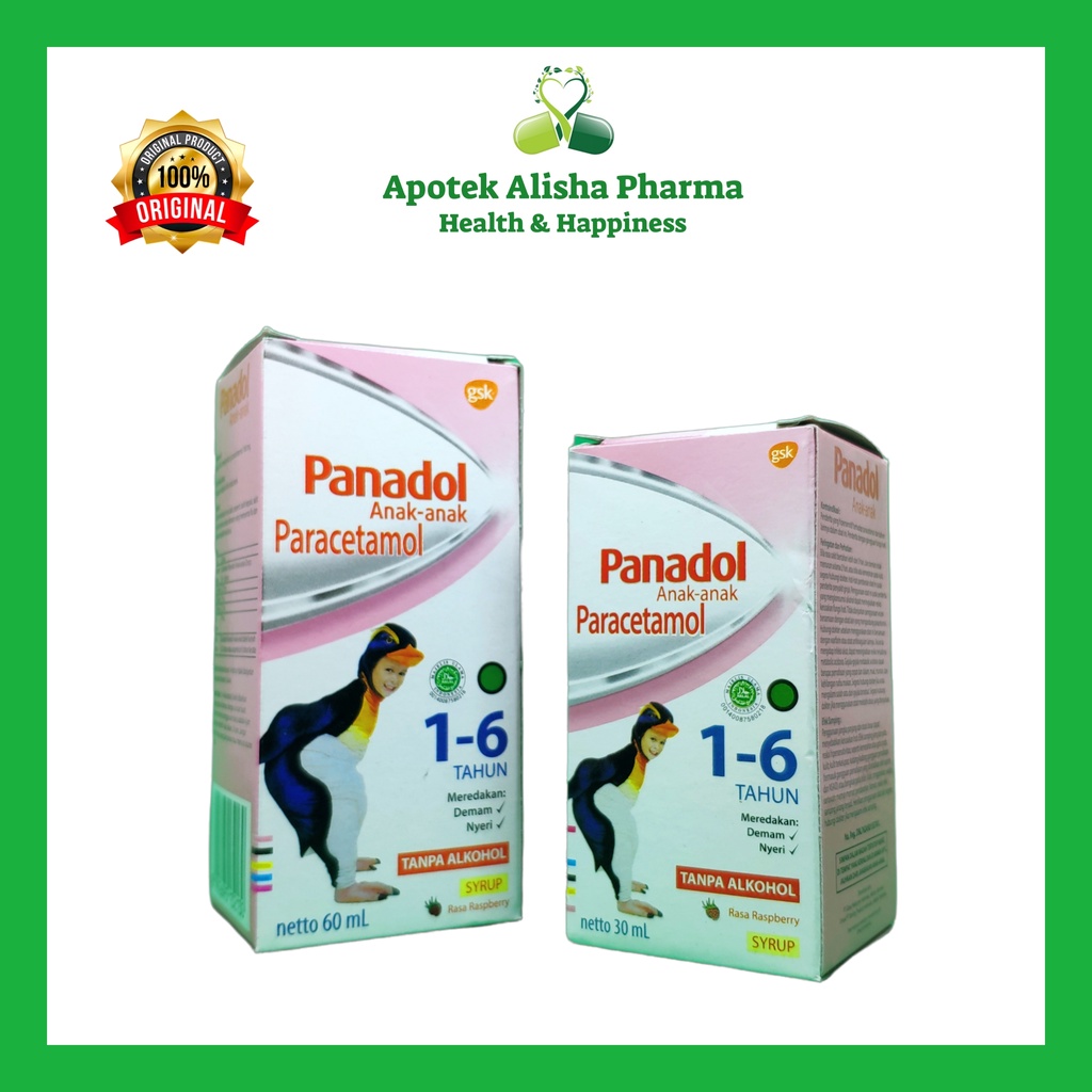Panadol Anak 1-6tahun Sirup 30/60ml - Panadol Paracetamol Sirup Obat Penurun Panas/Demam Anak Rasa Rashberry Tanpa Alkohol