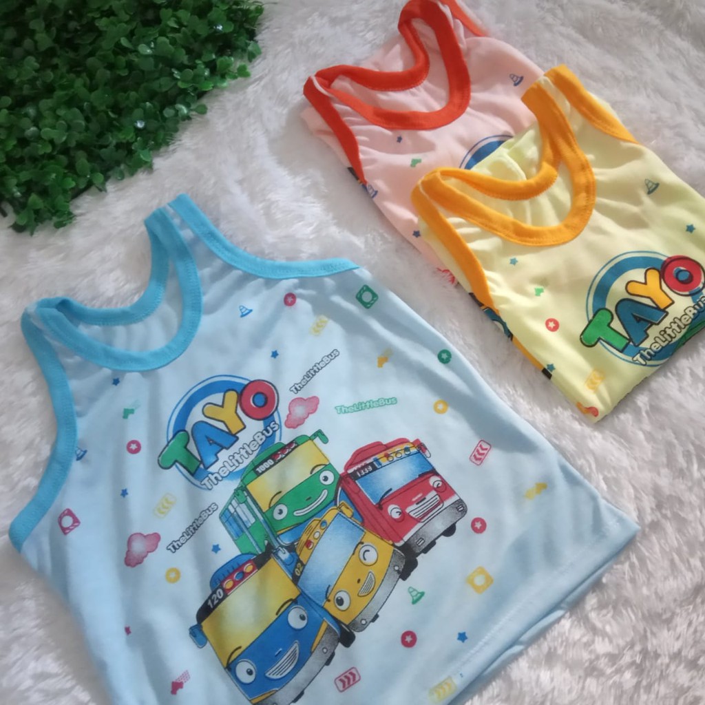 Kaos singlet anak cowok / singlet anak laki-laki motif tayo