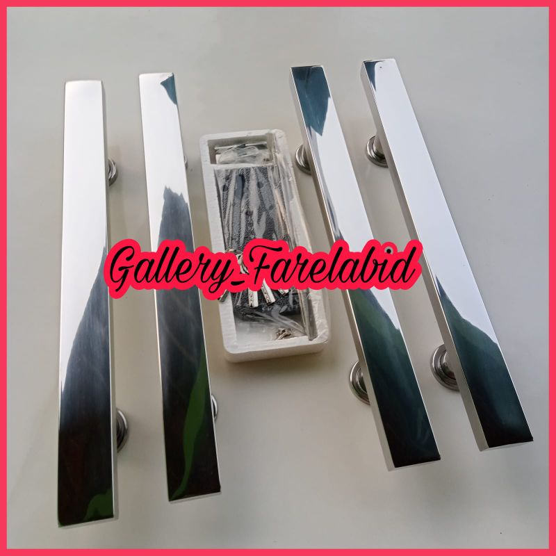 Handle Pintu Rumah Stainless Steel Kotak 80 Cm Full Set Body Kunci Gagang Pintu Rumah Modern 60 Cm Set Bodi Pelor Pegangan Pintu Kupu Tarung 45 Cm Tarikan Pintu Rumah Utama Minimalis