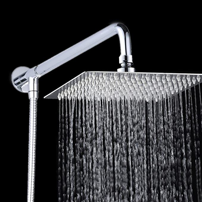 Shower Kamar Mandi Rainfall 8 inch Stainless Satu Set / Shower mandi Tanpa Bobok Gratis Kran Cabang 1/2inch