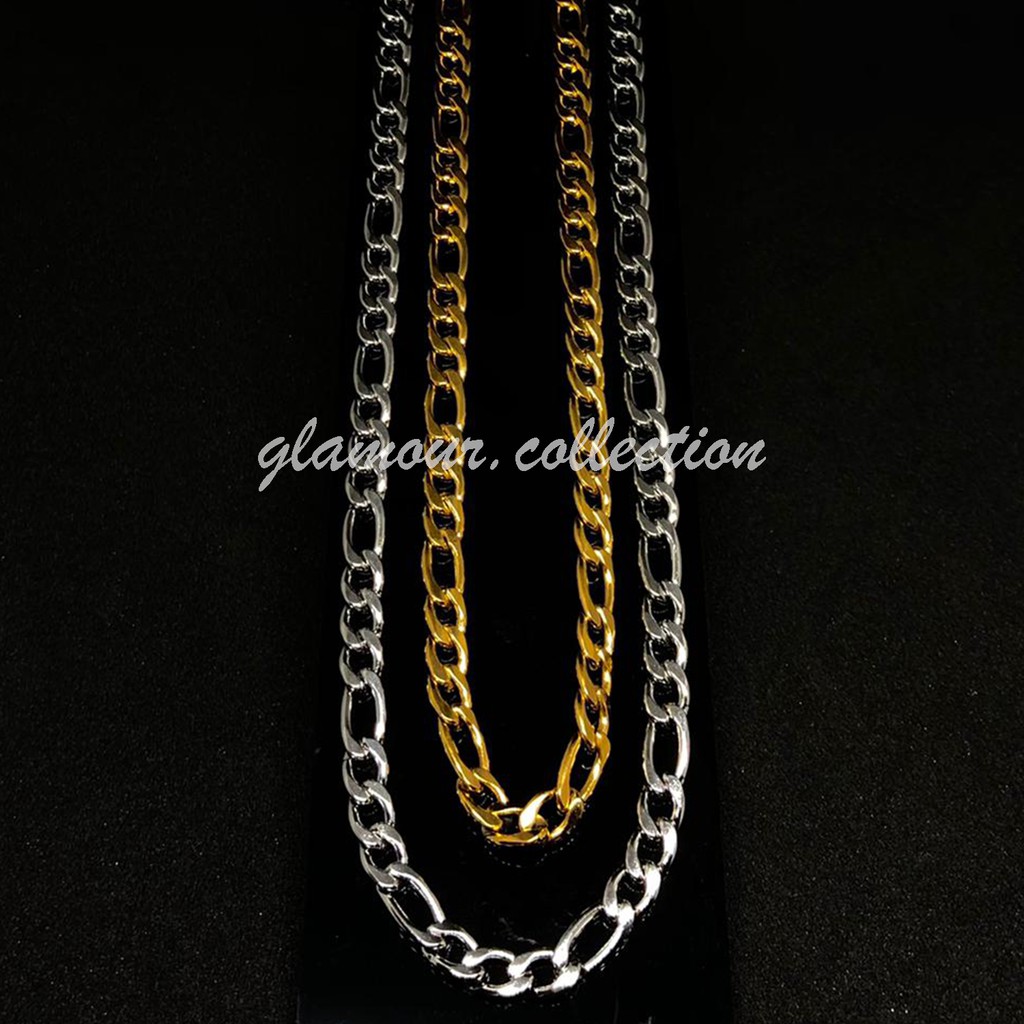 Kalung Titanium HipHop/KPOP model Rantai Rapat Renggang 55CM Fashion Pria Wanita ANTI KARAT !